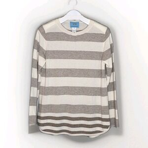 IsleField Eleanor‎ Boatneck Cashmere Knit Sweater Classic Stripe Beige Sz Large